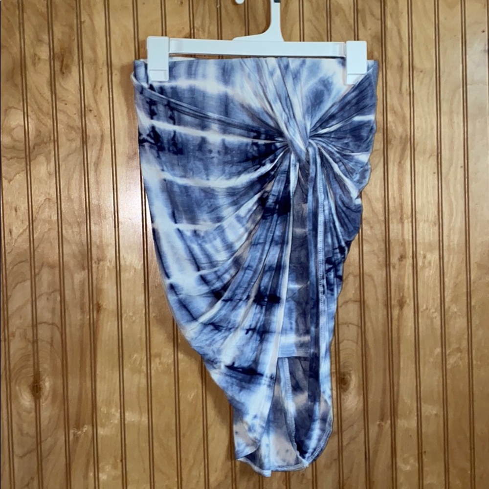 White and blue tie dye skirt